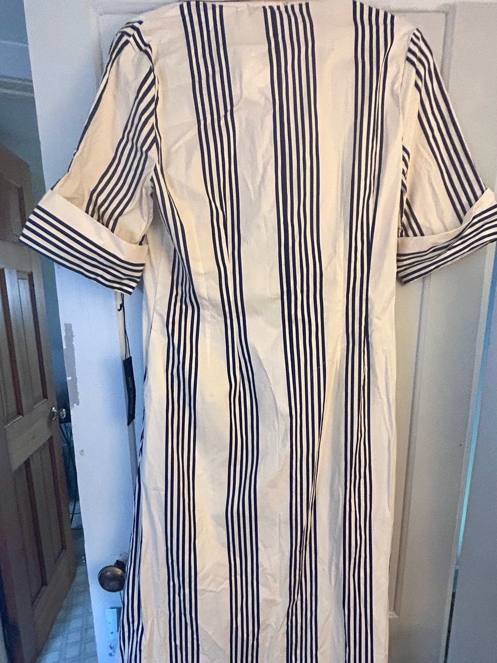 Rachel Zoe White and Navy Striped Midi Shirt Dress - Picture 4 of 5